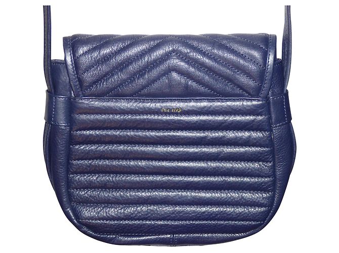Borsa a tracolla One Step in pelle blu navy - vista 2