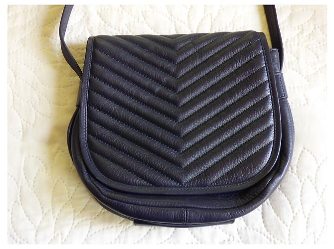 Borsa a tracolla One Step in pelle blu navy - vista 4