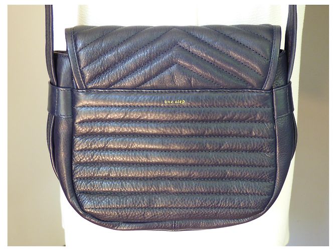 Borsa a tracolla One Step in pelle blu navy - vista 5