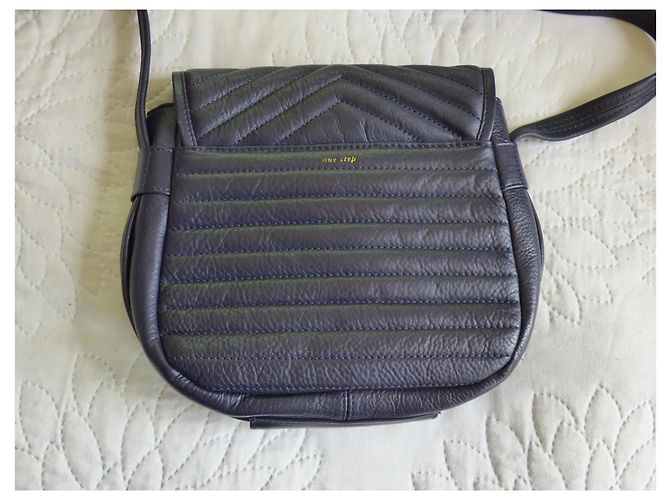 Borsa a tracolla One Step in pelle blu navy - vista 8