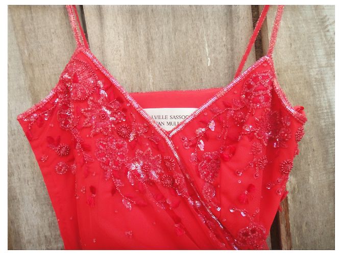 Autre Marque Bellville Sassoon - Lorcan Mullany - Verziertes Perlenkleid Rot - Ansicht 8
