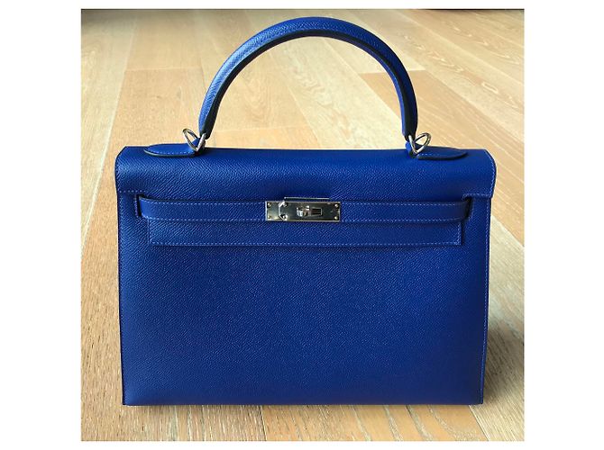 Kelly hermès sellaio 32 centimetro Blu - vista 2