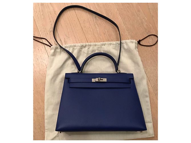 Kelly hermès sellaio 32 centimetro Blu - vista 4
