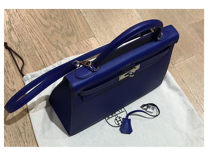 Kelly hermès sellaio 32 centimetro Blu - vista 9