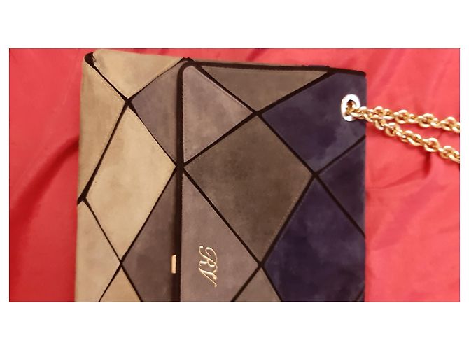 Borsa Roger Vivier Prisma in camoscio blu e grigio Multicolore - vista 3