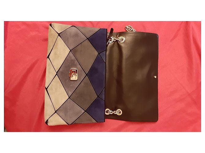Borsa Roger Vivier Prisma in camoscio blu e grigio Multicolore - vista 9