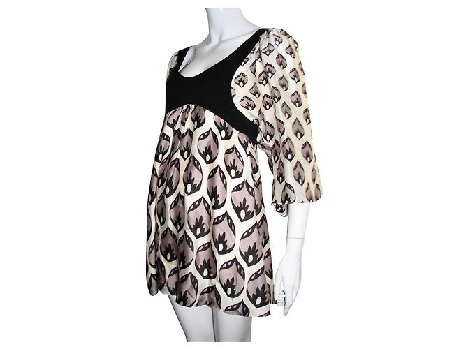 Temperley London Seidenkleid mit abstraktem Muster Schwarz Pink Grau Roh - Ansicht 2
