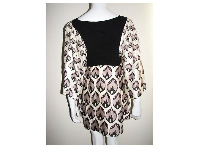 Temperley London Seidenkleid mit abstraktem Muster Schwarz Pink Grau Roh - Ansicht 4