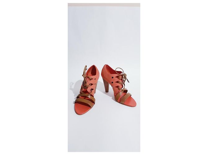 Sandali Tod's Marrone Corallo Scamosciati in Pelle - vista 2