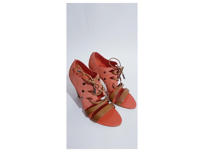 Sandali Tod's Marrone Corallo Scamosciati in Pelle - vista 4