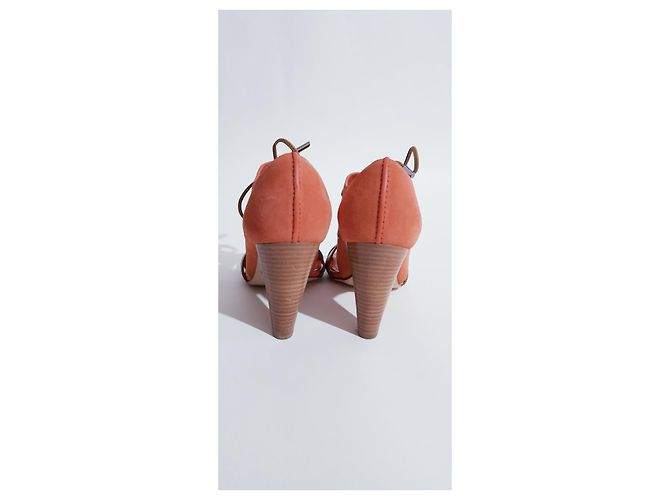 Sandali Tod's Marrone Corallo Scamosciati in Pelle - vista 6