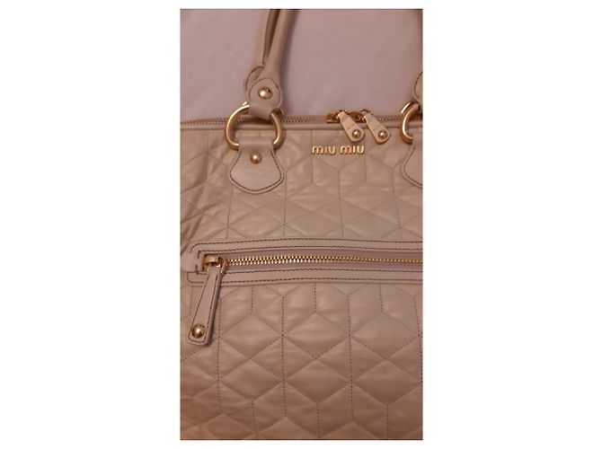 Miu Miu Ledertasche Creme Roh - Ansicht 5