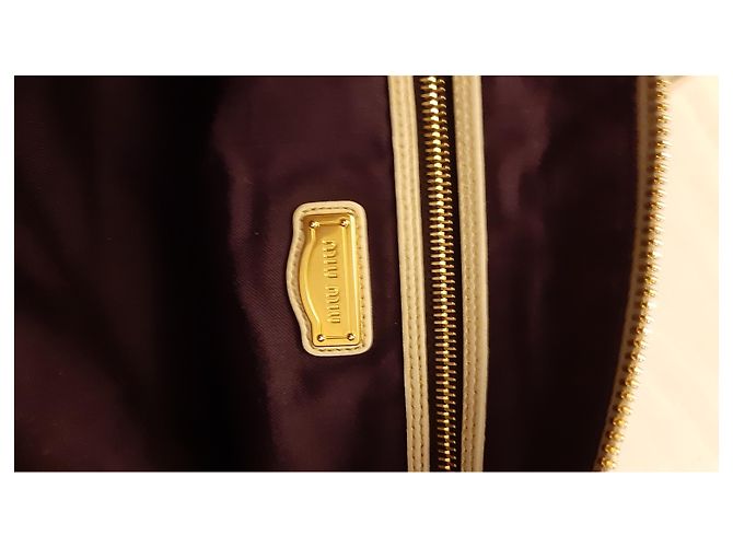 Miu Miu Ledertasche Creme Roh - Ansicht 7