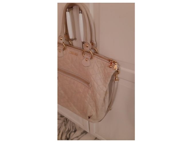 Miu Miu Ledertasche Creme Roh - Ansicht 9