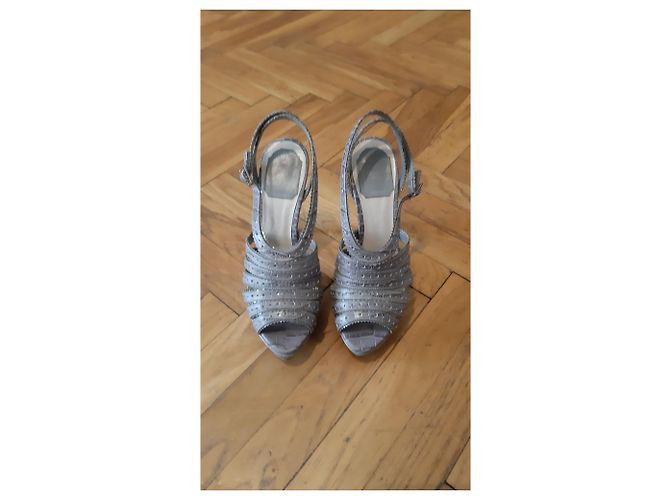 Sandali Christian Dior in pelle grigi Grigio - vista 10