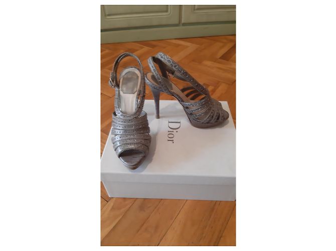 Sandali Christian Dior in pelle grigi Grigio - vista 11