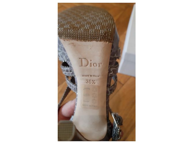 Sandali Christian Dior in pelle grigi Grigio - vista 3