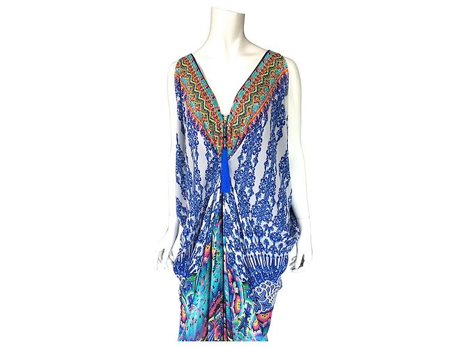Autre Marque Kaftan Camilla de crepe de chine con forro de seda Multicolor - vista 3