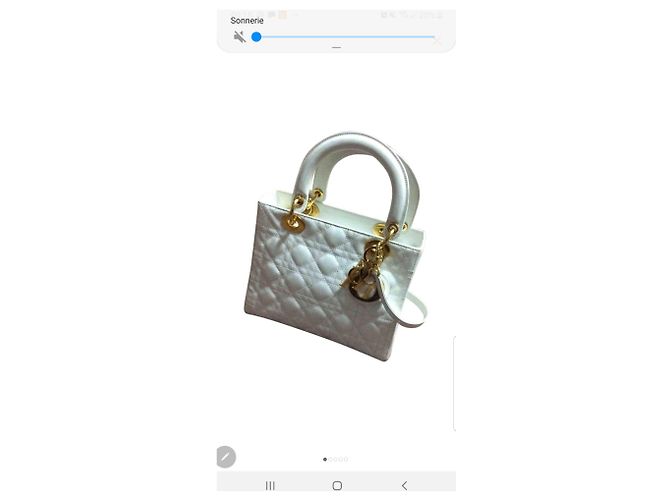 Borsa a mano Lady Dior Dior in vernice bianca Bianco - vista 2