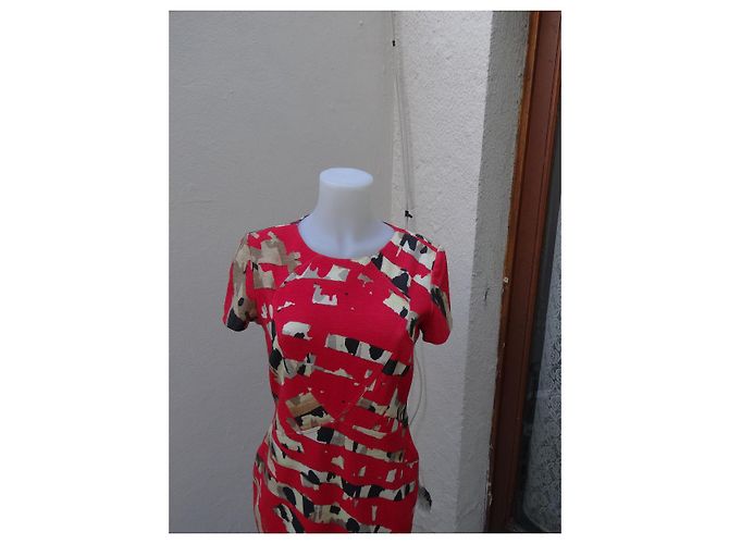 Blumarine Kleid Rot aus Wolle Mehrfarben - Ansicht 3