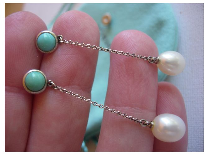 Tiffany & Co Color by the Yard disegnato da Elsa Peretti con turchese e perle coltivate Argento Blu - vista 4