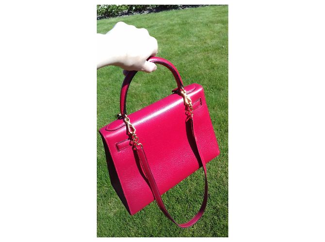 Hermès Borsa Kelly Sellier Hermes Red Gold Hdw Rosso - vista 18