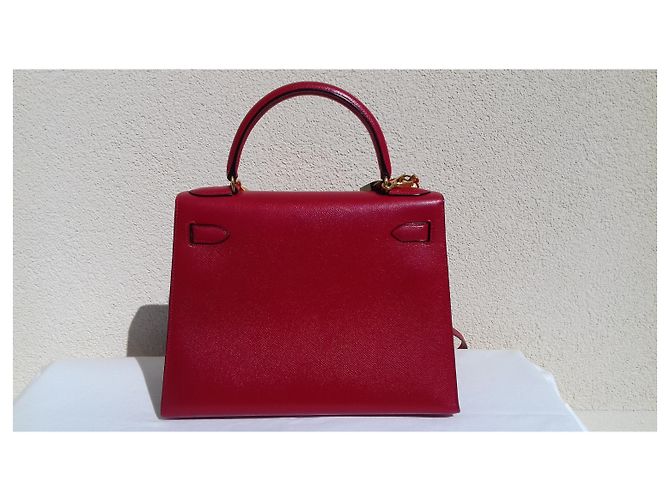 Hermès Borsa Kelly Sellier Hermes Red Gold Hdw Rosso - vista 7