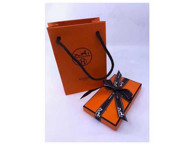 Hermès Karte zum Binden Weiß Orange - Ansicht 3