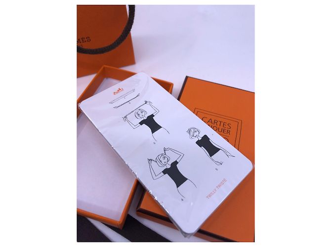 Hermès Karte zum Binden Weiß Orange - Ansicht 5