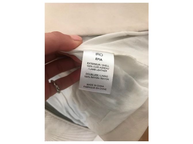 Jaqueta de couro Iro EFIA em pele de carneiro esbranquiçada Fora de branco - vista 4