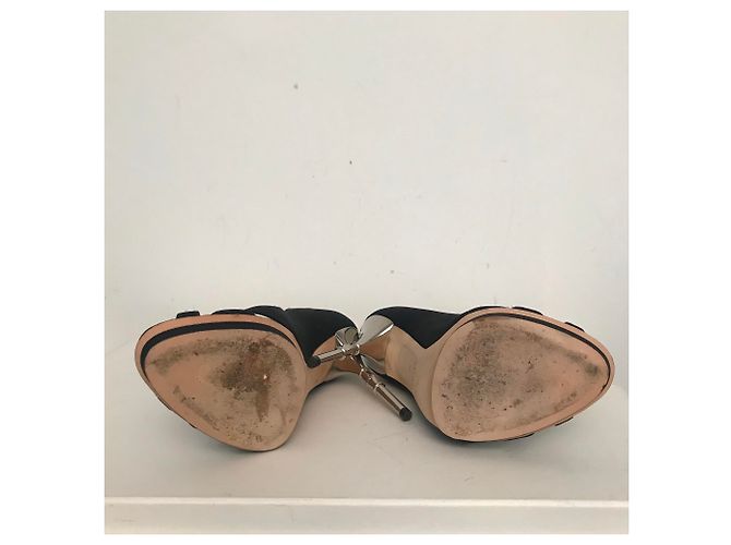 Gucci Peep-Toe Pumps Schwarzer Satin 36 - Ansicht 4