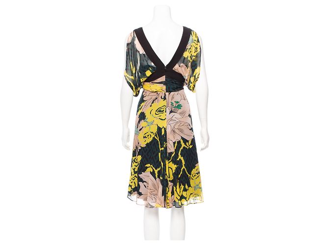 Diane von Furstenberg Lulea Seidenkleid gelb mehrfarbig Schwarz Grün - Ansicht 3