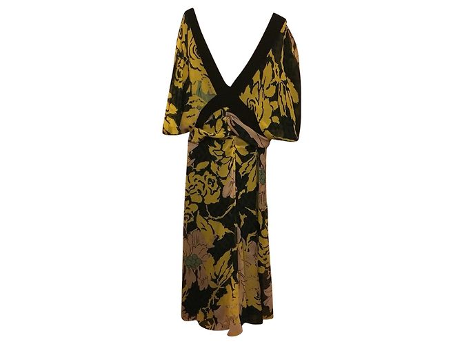 Diane von Furstenberg Lulea Seidenkleid gelb mehrfarbig Schwarz Grün - Ansicht 4