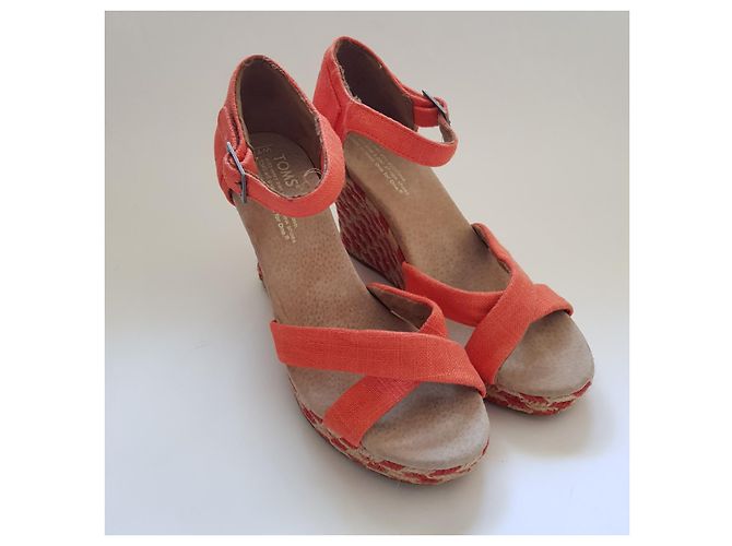 Autre Marque Tom's Sandalen Orange Leder Polyester 37.5 - Ansicht 2