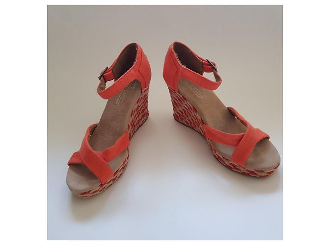 Autre Marque Tom's Sandalen Orange Leder Polyester 37.5 - Ansicht 3