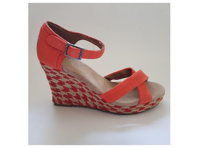Autre Marque Tom's Sandalen Orange Leder Polyester 37.5 - Ansicht 4