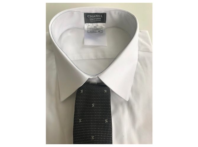 CAMICIA A DUE UOMINI CHANEL TAGLIA MANICA LUNGA 40 & SA TIE . NUOVI ARTICOLI Bianco - vista 3