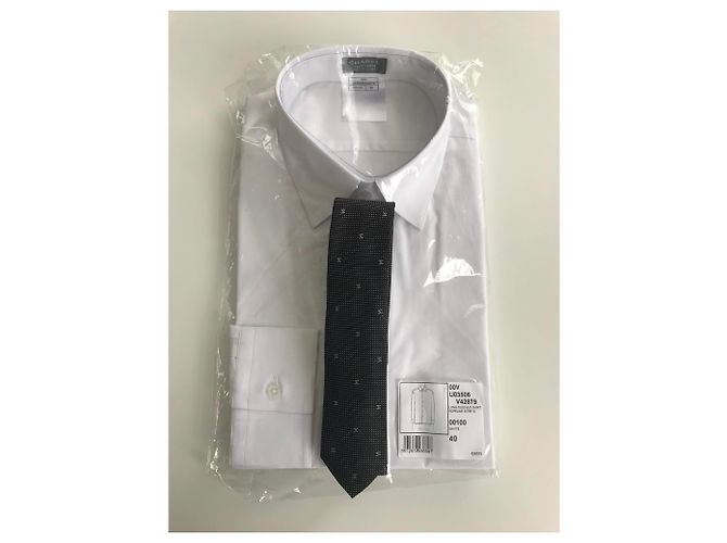 CAMICIA A DUE UOMINI CHANEL TAGLIA MANICA LUNGA 40 & SA TIE . NUOVI ARTICOLI Bianco - vista 4