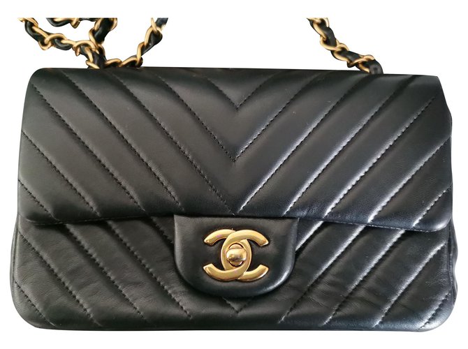 Chanel Chevron Mini bolso rectangular Negro - vista 2
