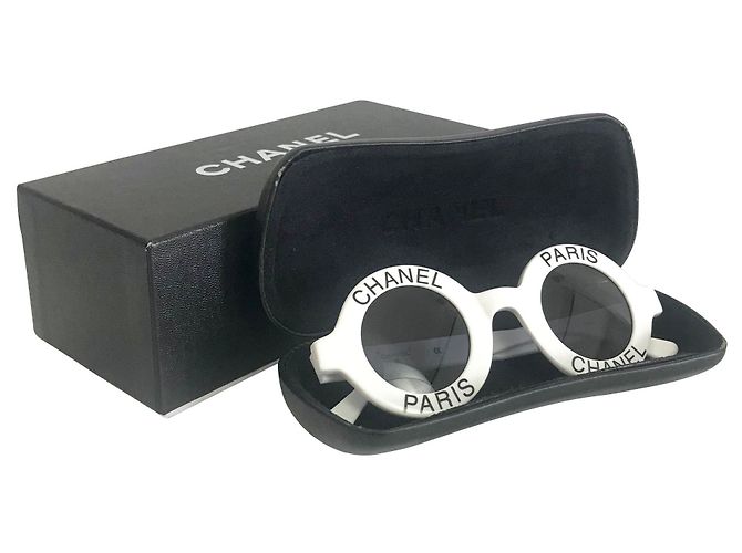 Gafas de colección Chanel Paris 1990es Negro Blanco - vista 2