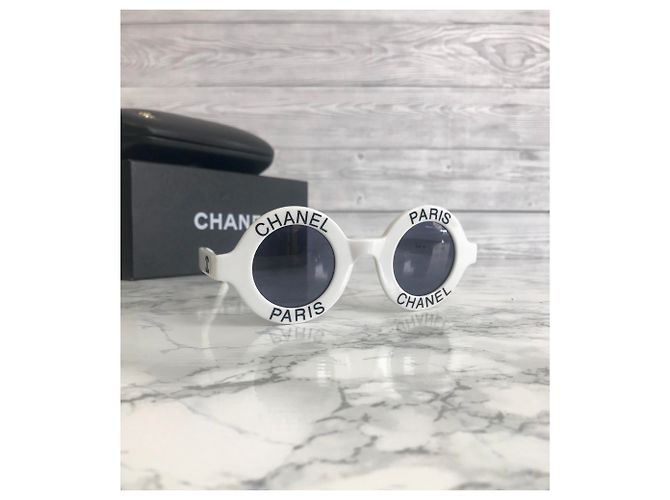Gafas de colección Chanel Paris 1990es Negro Blanco - vista 4