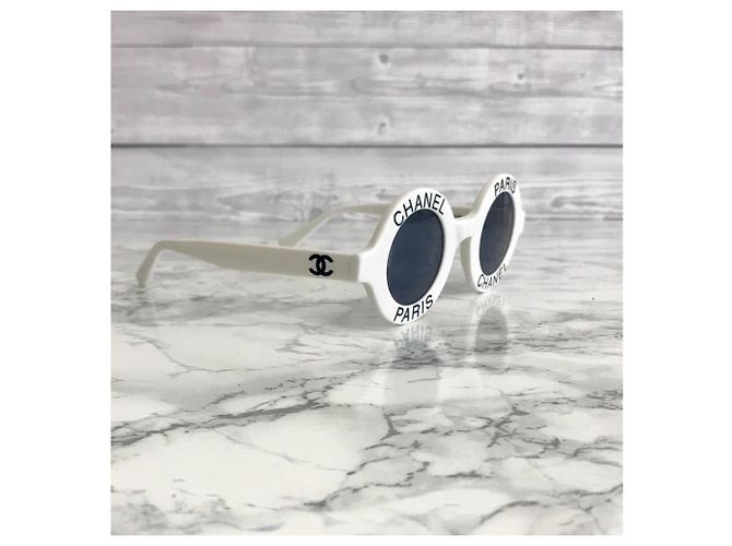 Gafas de colección Chanel Paris 1990es Negro Blanco - vista 5