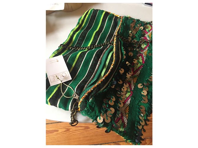 Autre Marque Pochette Orane in cotone verde - vista 2