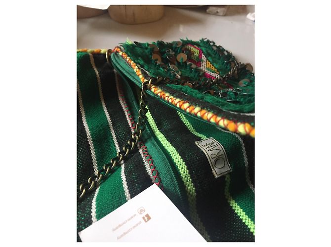 Autre Marque Pochette Orane in cotone verde - vista 3