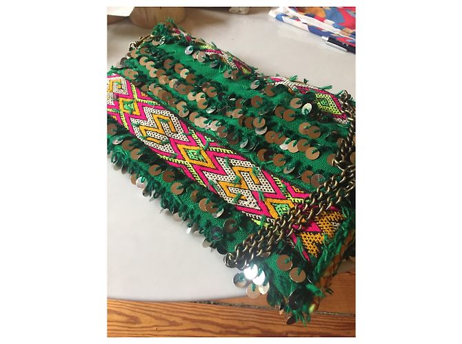 Autre Marque Pochette Orane in cotone verde - vista 4