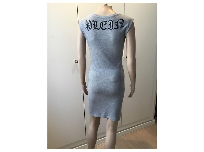 Vestido Philipp Plein de algodón gris - vista 3