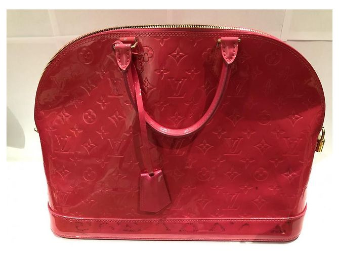 Louis Vuitton Alma Borsa in vernice rosa - vista 6