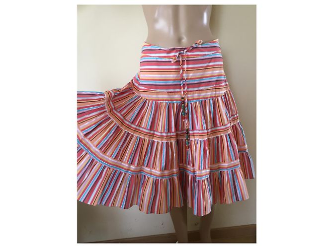 Gonna Tommy Hilfiger in cotone multicolore Rosa Bianco Rosso Blu Giallo - vista 3
