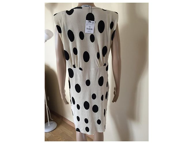 Zara Kleid aus Polyester schwarz weiß M - Ansicht 3