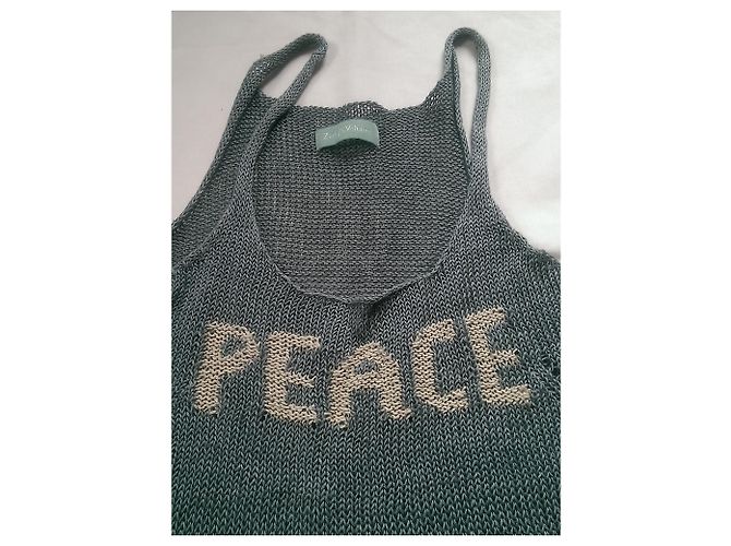Zadig & Voltaire Camiseta sin mangas Peace Seda Algodón Gris Verde - vista 4